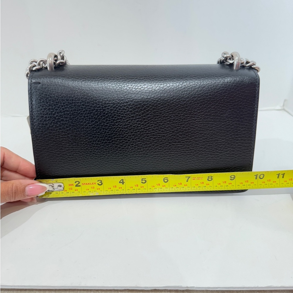 Dollar Calfskin Enamel Small Dionysus Shoulder Bag Black Electric Blue NEW - Picture 9 of 16